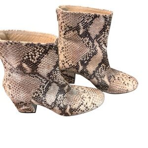 Free People Cecile Leather Snake Print Boot, size 37 / 6.5-7, Cowgirl Trendy